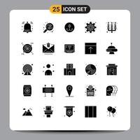 User Interface Pack of 25 Basic Solid Glyphs of flame candle decoy settings business Editable Vector Design Elements