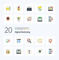 20 Digital Marketing Flat Color icon Pack like business maps marketing planning location per vector