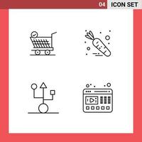 4 Thematic Vector Filledline Flat Colors and Editable Symbols of trolly gadget cart vegetable technology Editable Vector Design Elements