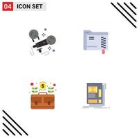 Universal Icon Symbols Group of 4 Modern Flat Icons of karaoke business singing server money Editable Vector Design Elements