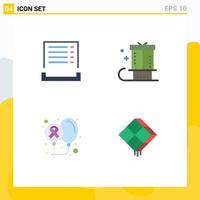 Pictogram Set of 4 Simple Flat Icons of bill balloons receipt gift day Editable Vector Design Elements