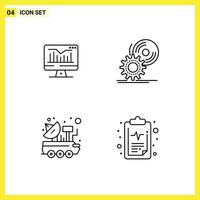 4 Creative Icons Modern Signs and Symbols of computer car monitor install science Editable Vector Design Elements