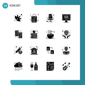 User Interface Pack of 16 Basic Solid Glyphs of animal information furniture encryption data Editable Vector Design Elements