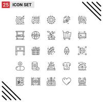 Group of 25 Lines Signs and Symbols for board noise payment horn accessories Editable Vector Design Elements