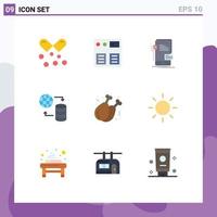 Set of 9 Modern UI Icons Symbols Signs for web world shopping hosting phone Editable Vector Design Elements