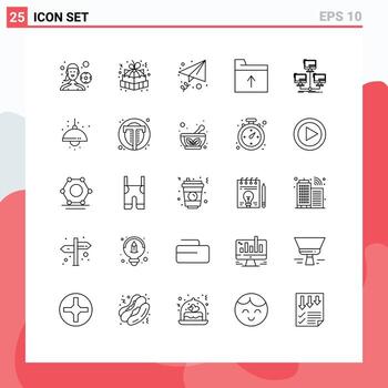 Group of 25 Modern Lines Set for connection database gift pack get document Editable Vector Design Elements
