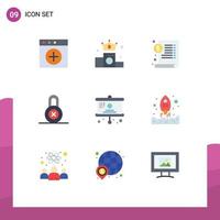 Set of 9 Modern UI Icons Symbols Signs for presentation chart file board private Editable Vector Design Elements