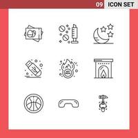 Group of 9 Modern Outlines Set for discount cyber crescent usb flash Editable Vector Design Elements