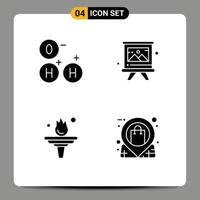 Solid Glyph Pack of 4 Universal Symbols of ho motivation art education location Editable Vector Design Elements