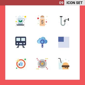 9 Universal Flat Colors Set for Web and Mobile Applications search cloud drain train railway Editable Vector Design Elements