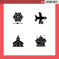 Stock Vector Icon Pack of 4 Line Signs and Symbols for machine church data plane christian Editable Vector Design Elements