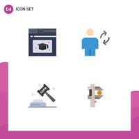 Pictogram Set of 4 Simple Flat Icons of web page gdpr avatar sync law Editable Vector Design Elements