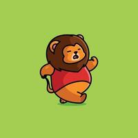 Cute cartoon fat lion running sport vector illustrations icon