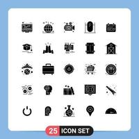 Group of 25 Modern Solid Glyphs Set for mirror furniture party floor retro Editable Vector Design Elements