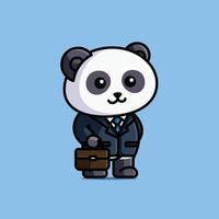 Cute manager panda holding work suitcase cartoon free illustration vector animal nature isolated