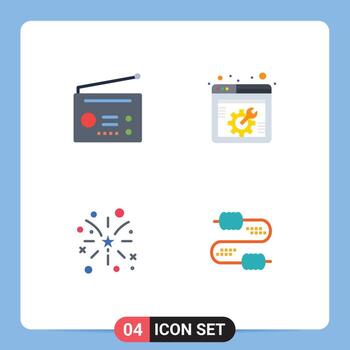 conjunto de 4 iconos planos vectoriales en cuadrícula para dispositivos configuración web de tecnología de incendios usa elementos de diseño vectorial editables vector