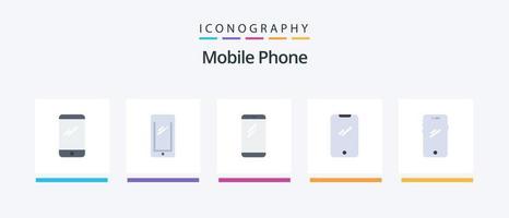 paquete de iconos flat 5 de teléfono móvil que incluye .. diseño de iconos creativos vector