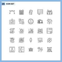 25 Line concept for Websites Mobile and Apps date day love calendar data Editable Vector Design Elements