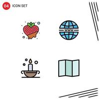 Universal Icon Symbols Group of 4 Modern Filledline Flat Colors of food aladdin vegetarian security islam Editable Vector Design Elements