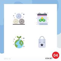 Pack of 4 Modern Flat Icons Signs and Symbols for Web Print Media such as agriculture plant calendar earth bag Editable Vector Design Elements