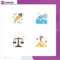 User Interface Pack of 4 Basic Flat Icons of fire work scales water holder investment Editable Vector Design Elements