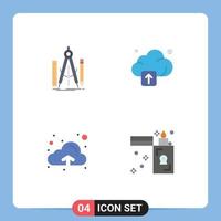 Universal Icon Symbols Group of 4 Modern Flat Icons of build up math upload fire Editable Vector Design Elements