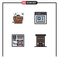 Set of 4 Modern UI Icons Symbols Signs for path browser case interface digital Editable Vector Design Elements