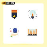 Set of 4 Modern UI Icons Symbols Signs for army idea rank business global Editable Vector Design Elements