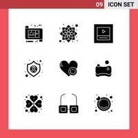 Universal Icon Symbols Group of 9 Modern Solid Glyphs of off cancer new year shield arrow Editable Vector Design Elements