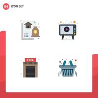 4 Flat Icon concept for Websites Mobile and Apps advice fire mortgage media house Editable Vector Design Elements