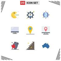 9 Universal Flat Colors Set for Web and Mobile Applications map pc connections imac monitor Editable Vector Design Elements