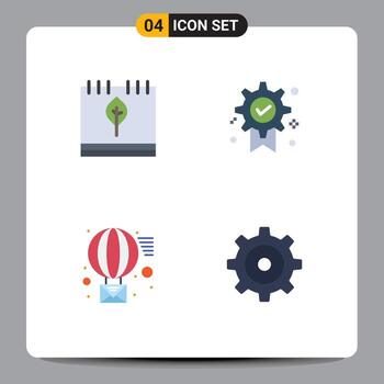 Modern Set of 4 Flat Icons and symbols such as autumn email leaf badge receive Editable Vector Design Elements