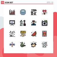 16 iconos creativos signos y símbolos modernos de corazón globo pc destornillador de aire elementos de diseño de vectores creativos editables