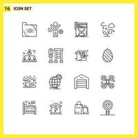 Pack of 16 creative Outlines of business cloud marketing trees website Editable Vector Design Elements