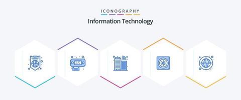 Information Technology 25 Blue icon pack including . network. infrastructure. internet. fan vector