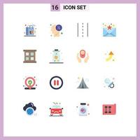 16 Universal Flat Color Signs Symbols of frame favourite disease email path Editable Pack of Creative Vector Design Elements