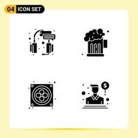 Modern Set of Solid Glyphs Pictograph of center fan service night agent Editable Vector Design Elements