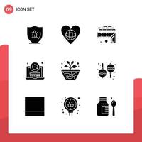 9 Creative Icons Modern Signs and Symbols of coding refresh heart laptop level Editable Vector Design Elements