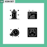 Group of Solid Glyphs Signs and Symbols for beauty lotus salon business research watch Editable Vector Design Elements