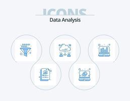 Data Analysis Blue Icon Pack 5 Icon Design. user. data. funnel. business. coding vector