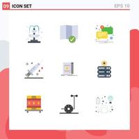 Universal Icon Symbols Group of 9 Modern Flat Colors of novel cash message book syringe Editable Vector Design Elements