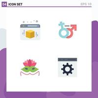 4 Universal Flat Icons Set for Web and Mobile Applications box eye mask gender symbol develop Editable Vector Design Elements