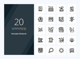 20 Ramadan Outline icon for presentation vector