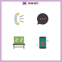 Set of 4 Vector Flat Icons on Grid for answer studies customer support comment privacy Editable Vector Design Elements