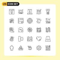 Pack of 25 creative Lines of nut magnetic bills test laboratory Editable Vector Design Elements