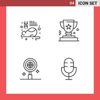 4 User Interface Line Pack of modern Signs and Symbols of education business research business world Editable Vector Design Elements