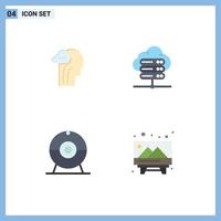 Group of 4 Flat Icons Signs and Symbols for activity devices head server connection image Editable Vector Design Elements