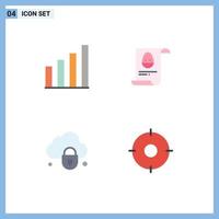 Flat Icon Pack of 4 Universal Symbols of analytic cloud user aester security Editable Vector Design Elements