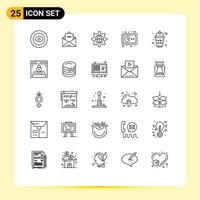 Universal Icon Symbols Group of 25 Modern Lines of console gaming mail game internet Editable Vector Design Elements