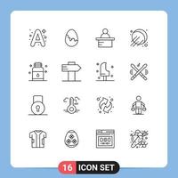 User Interface Pack of 16 Basic Outlines of salon jar podium hair space Editable Vector Design Elements